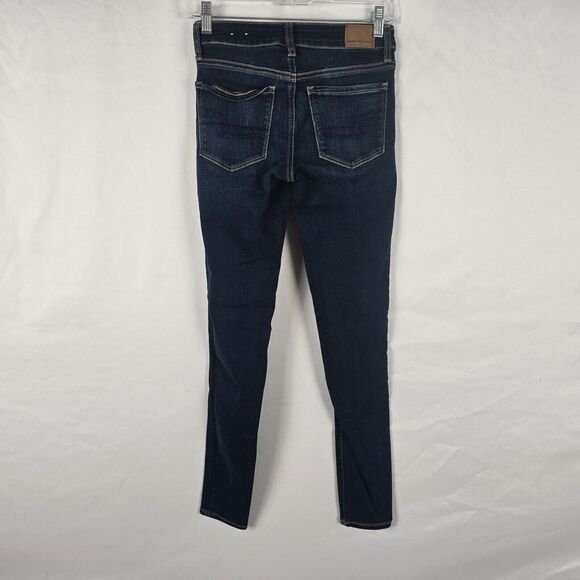 American Eagle Jegging Women's 2 Long Blue Next Level Stretch Dark Wash Ankle - Picture 8 of 16